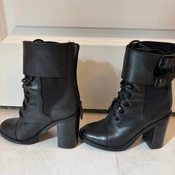 Tory Burch Black Leather Combat boots  Women's size 6M - Picture 4 of 8
